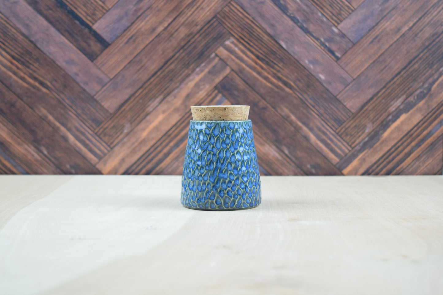 Blue Carved Stash Jar