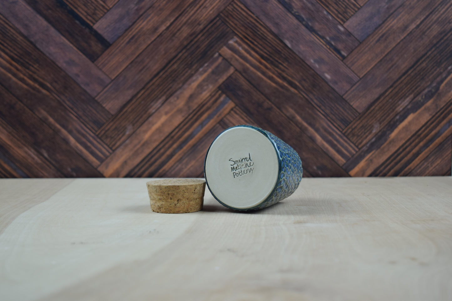 Blue Carved Stash Jar