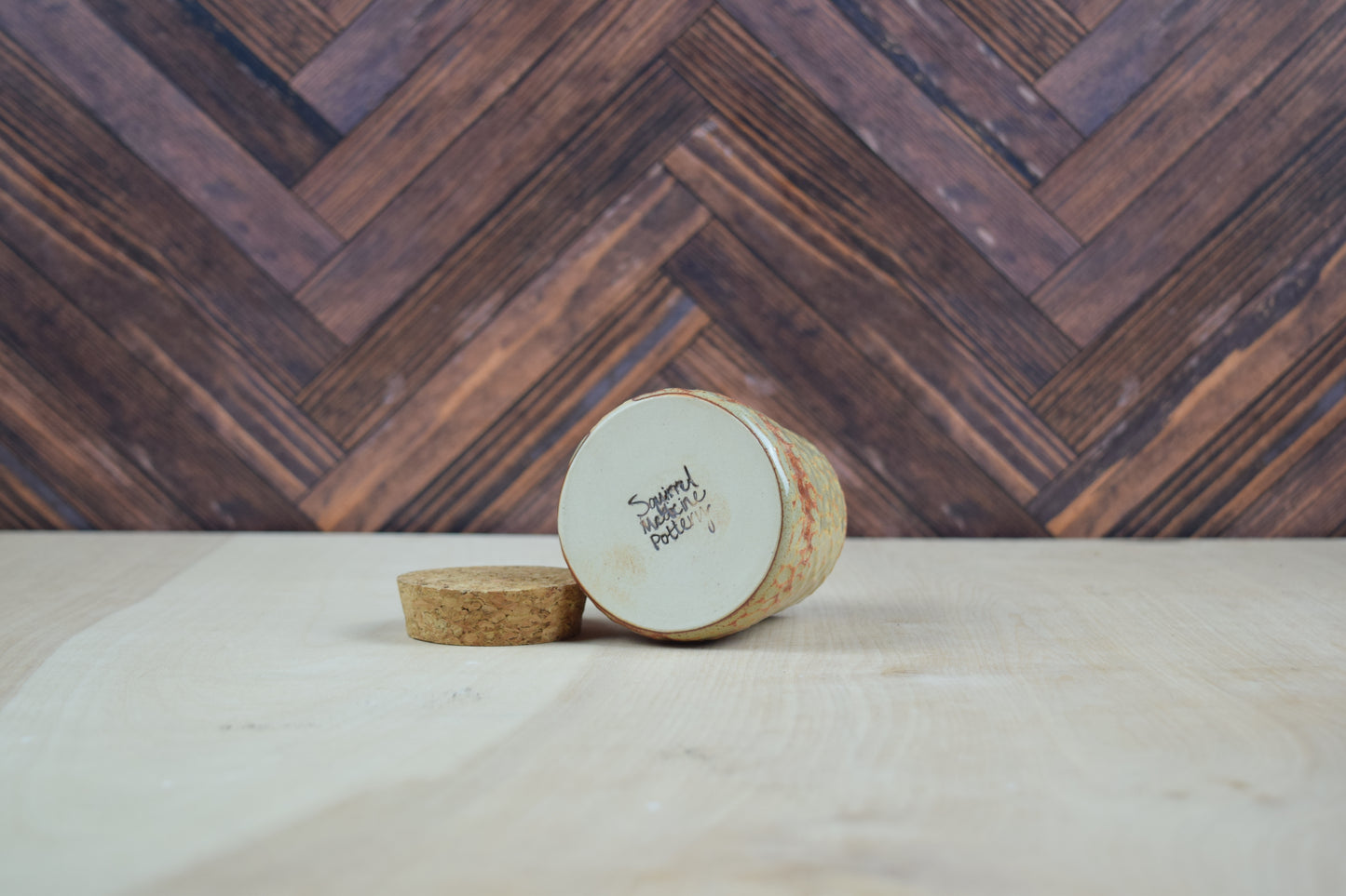 Cream Rust Carved Stash Jar