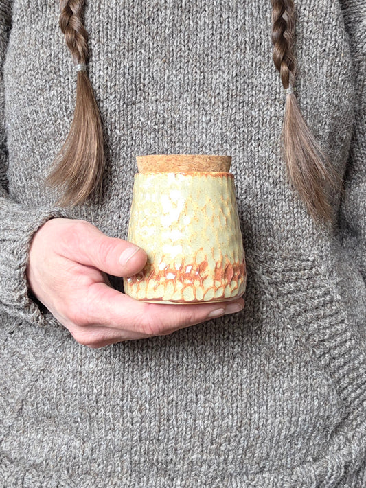 Cream Rust Carved Stash Jar