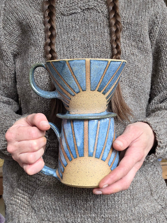 Blue Sunshine Mug w/ Pour Over